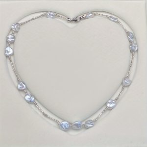 Elegant Freshwater Baroque Pearl Necklace with 925 Sterling Silver Double Clasp - Unique Trendy Design, No Plating, Gift-Ready Jewelry