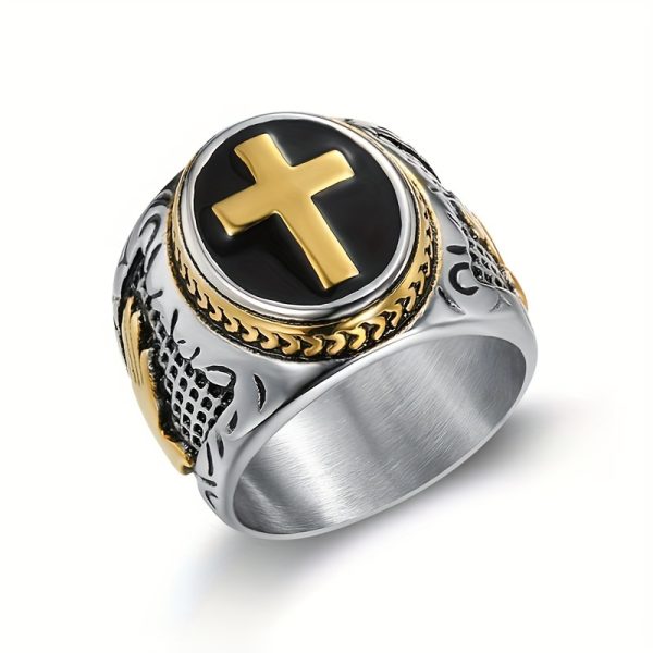 1pc Exquisite 316L Stainless Steel Prayer Hand Cross Ring for Men - Durable, Hypoallergenic, Comfortable, and Stylish Party Jewelry for Everyday Wear - Image 2