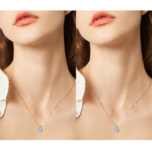 Elegant 14K Golden Plated Moissanite Pendant Necklace 2.1ct Total Synthetic Stones - 925 Sterling Silver Daily & Vacation Jewelry with April Birthstone, Christmas Holiday Theme, Adjustable Chain 45+1.97inch - Image 10
