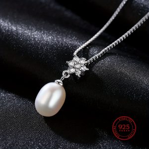 S925 Silver Natural Freshwater Pearl Necklace For Women Accessories Romantic Valentine's Day Gifts