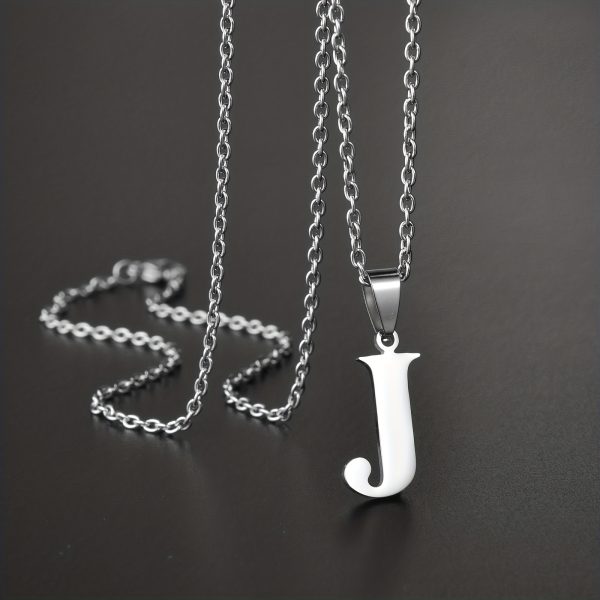 1pc Chic Stainless Steel Initial Pendant Necklace - Personalized Cool Design - Hypoallergenic Birthday Gift for Family & Teenagers - Image 13