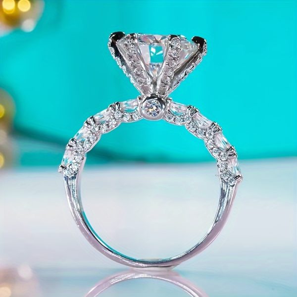 9MM D Color VVS1 Round Moissanite 3CT Sterling Silver Ring, High-Quality Certified Jewelry for Wedding, Engagement, Birthday, Christmas, Anniversary - Image 5