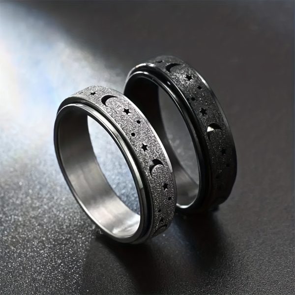 1pc Rotatable Anxiety Fidget Ring - Made of Durable Stainless Steel, Trendy Moon and Star Design, Multi Colors to Choose, Match Daily Outfits with Style - Image 11