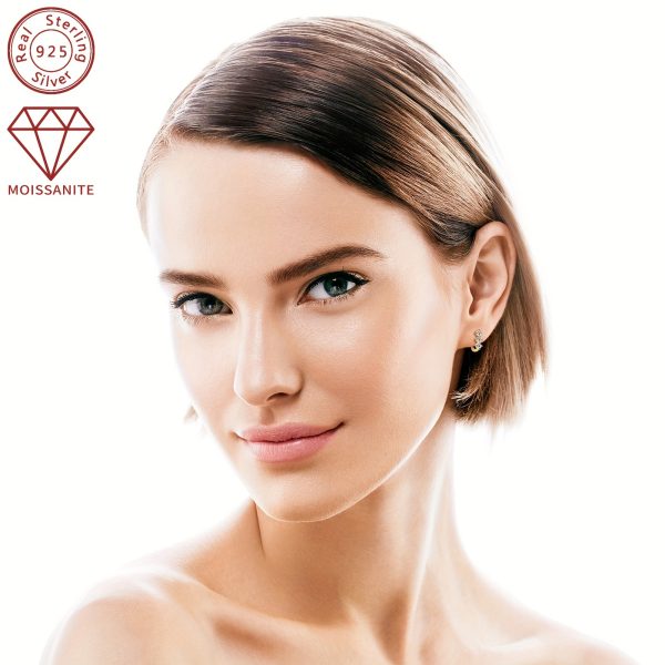 Elegant Moissanite Hoop Earrings 925 Sterling Silver, 1.18g - Synthetic April Birthstone, 14K Golden Plated, 3mm*6pcs and 0.3ct*2pcs, Women's Fashion Jewelry for Daily and Wedding, Christmas Holiday Gift, All Seasons - Image 7