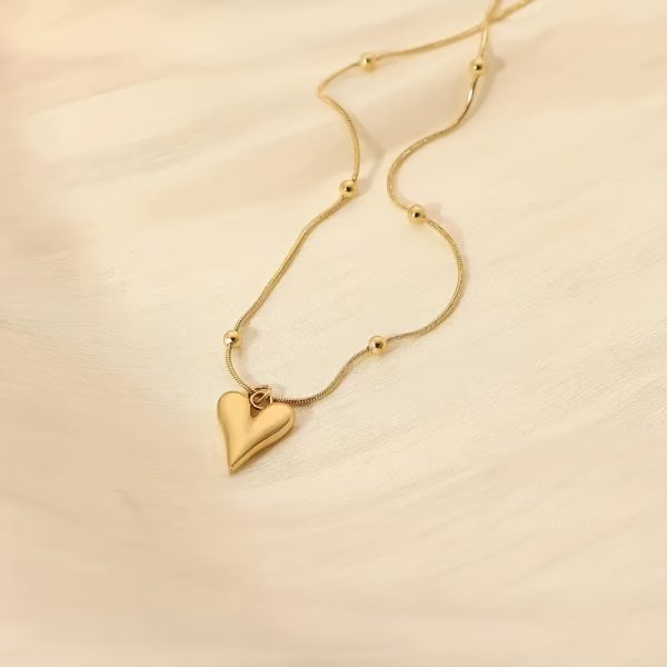 1pc Stainless Steel Couple Love Heart Steel Beads Clavicle Necklace, Suitable For Daily Decoration Gifts For Girlfriend Boyfriend - Image 5