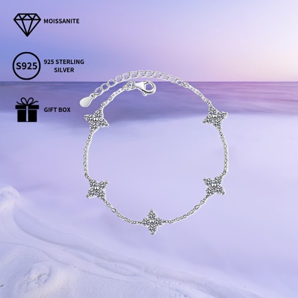 S925 Sterling Silver Moissanite Hexagonal Star Bracelet: Perfect for Mother's Day, Valentine's Day, Travel, Vacation, Birthday Parties, and Family Banquets