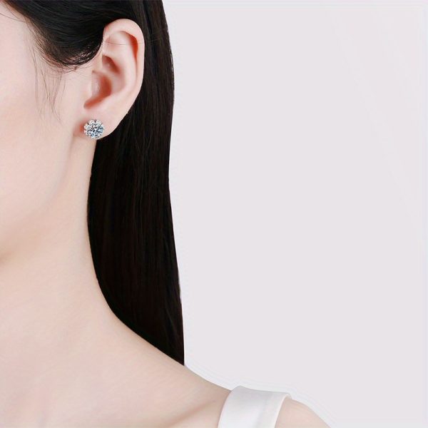 LOVESSOM Elegant 925 Sterling Silvery Moissanite Camellia Stud Earrings - Vintage-Inspired, Perfect for Daily Wear & Gifts on Valentine's, Christmas, Halloween | Includes Gift Box - Image 5