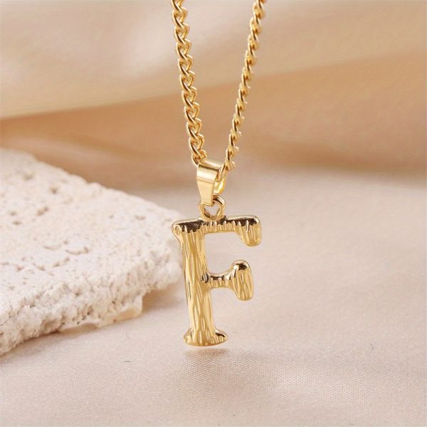 1pc Novel Trendy Stainless Steel Electroplated Golden English 26 Letters Fashion Pendant Necklace For Men And Women - Image 6