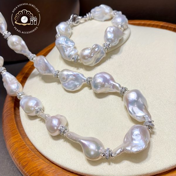 Elegant Bohemian Style Freshwater Baroque Pearl Necklace Set - Unique Irregular Shaped Pearls with Natural Luster, Ideal Gift for Friends, Includes Random Gift Box - Image 2
