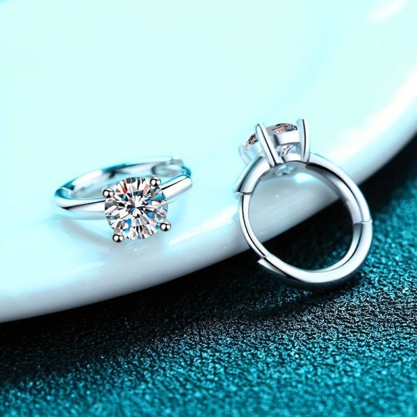 1ct Moissanite Earrings For Women Men Sterling Silvery Classic Four Prong Simple Earrings Vintage Punk Style Birthday Graduation Prom Gift - Image 6