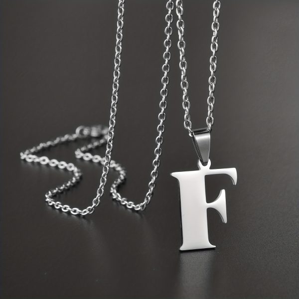 1pc Chic Stainless Steel Initial Pendant Necklace - Personalized Cool Design - Hypoallergenic Birthday Gift for Family & Teenagers - Image 9