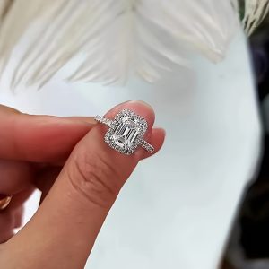 1pc S925 Silver 18K Gold Plated 1-2Carat Moissanite Ring Wedding Anniversary Gift