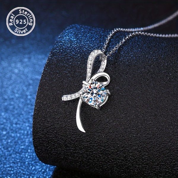Elegant 925 Sterling Silver Moissanite Pendant Necklace, 1 Carat Luxury Solitaire with Platinum Plating, Versatile Accessory for Daily Wear and Party, Ideal Mother's Day Gift - Image 5