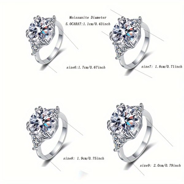 925 sterling silver 5 carat moissanite ring trendy temperament classic elegant design high-end luxury gift for women daily wear birthday anniversary Valentine's Day Christmas Halloween gift with gift box - Image 6