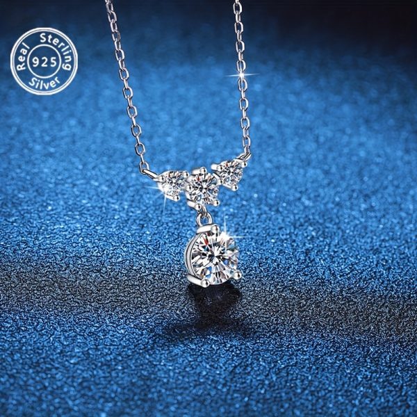 Elegant 1.5 Carat Moissanite Pendant Necklace in 925 Sterling Silvery - Perfect for Daily Wear, Parties, and Special Occasions like Valentine's Day, Christmas, Thanksgiving, Wedding Anniversaries - BLOVEMEE Women's Fashion Jewelry Gift - Image 5