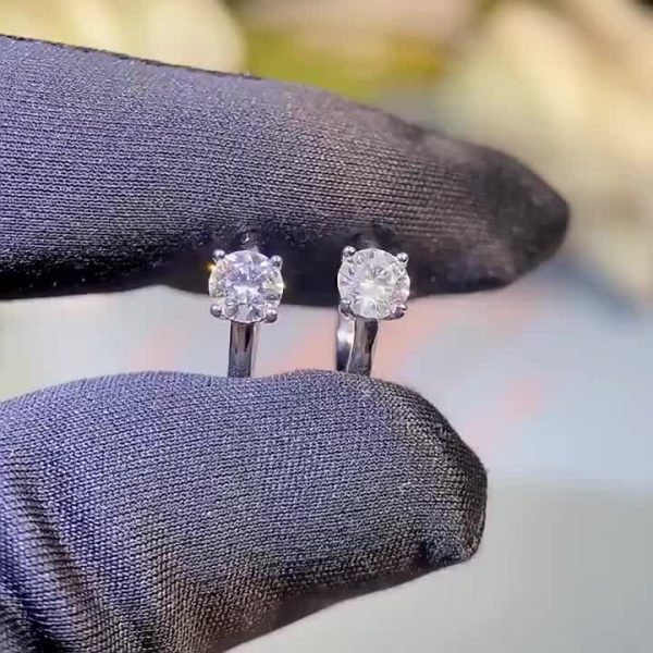 1ct Moissanite Earrings For Women Men Sterling Silvery Classic Four Prong Simple Earrings Vintage Punk Style Birthday Graduation Prom Gift - Image 7