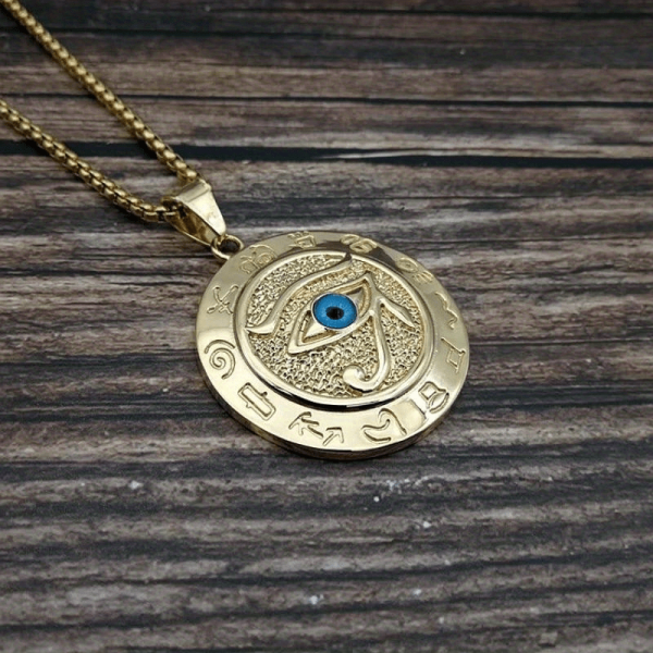 1pc Exquisite Horus Eye Pendant Necklace - Crafted from Durable Titanium and Stainless Steel, Intricately Designed with an Eagle Head God Eye Pattern, Symbolizing Ancient Egyptian Heritage - Ideal Gift for Fathers Day, Perfect for Dads with a Sense of History and Style - Image 6