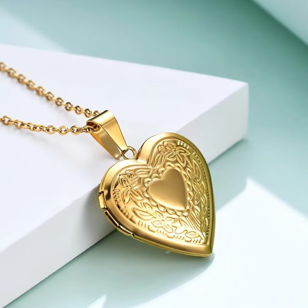 1pc Stainless Steel Heart-Shaped Love Necklace with Openable Photo Frame Pendant for Men and Women - Image 3
