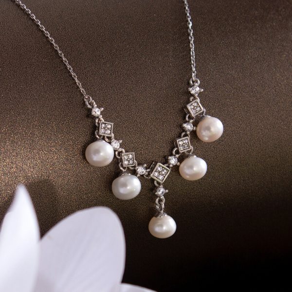 1pc Elegant S925 Sterling Silver Necklace with Freshwater Pearls, Luxurious Fashion Jewelry for Parties and Banquets, Ideal for Anniversary, Birthday, and Holiday Gifts - Image 2