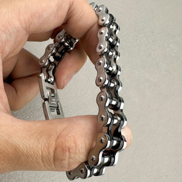 1pc Punk Rock Stainless Steel Mens Bracelet - Stylish & Durable Cool Link Chain Jewelry for Trendsetters - Image 10