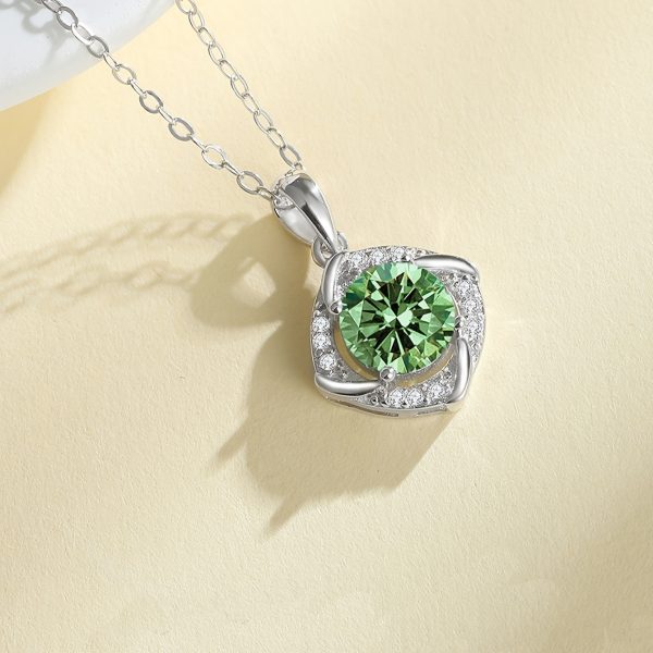 Lady's Moissanite Pendant Set Chain 925 Silver Plated Women's Fashion Accessories - Image 3