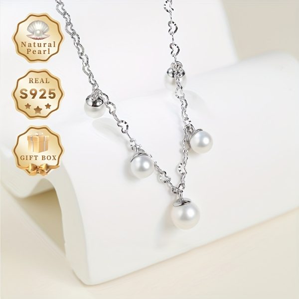 MUFAN Elegant Pearl Necklace, S925 Silver, 5-7mm Natural Freshwater Pearls, Tassel Design, Luxurious Gift Box, June Birthstone, All-Season Wear, Perfect for Daily and Gifting - Image 6