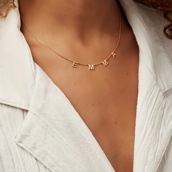 Unique Customizable Stainless Steel Name Pendant Necklace - Personalized Jewelry with English Letter, Golden DIY Initial, Ideal Gift for Women - Image 8