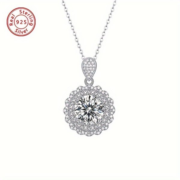 BLOVEMEE Elegant 925 Sterling Silver 5 Carat Moissanite Snowflake Pendant Necklace, Luxury Fine Jewelry for Women, Ideal for Wedding, Banquet, Anniversary, Valentine's, Christmas Gift - Image 5