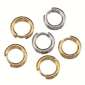 10pcs Golden Round Circle Pendant Buckle Stainless Steel Small Hoop Earrings - Durable, Hypoallergenic, and Versatile DIY Jewelry Making Supplies for Crafting Unique Earrings - Perfect for Jewelry Makers, Crafters, and Fashion Enthusiasts