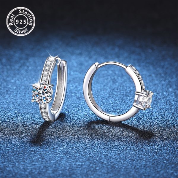 BLOVEMEE Elegant Moissanite Hoop Earrings, 925 Sterling Silver, Lightweight Daily Party Accessory for Women, Hypoallergenic Ear Needle, Versatile Japanese & Korean Style Jewelry, Ideal for Valentine's Day Gift - 2gu002F0.07oz - Image 6