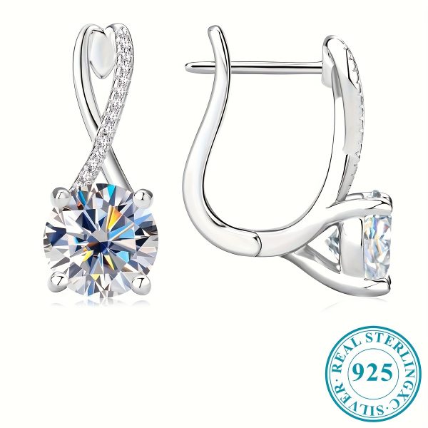 2 Carat Moissanite Sterling Silver Earrings, 18K Gold Plated, 6g 925 Silver, Elegant & Sexy Design, Ideal for Engagement, Wedding, Confession, Gift for Loved Ones, Christmas Party Essential - Image 4