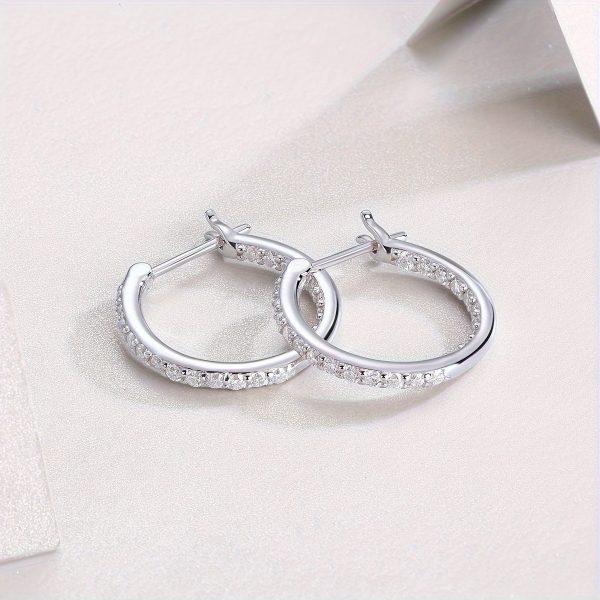 2pcsu002Fpair Moissanite Earrings, 925 Sterling Silver & 18k Gold Plated, Men's And Women's, Earrings, Studs, Jewelry Decoration, Valentine'S Day, Wedding Gift, Anniversary Gift, Birthday Gift - Image 10