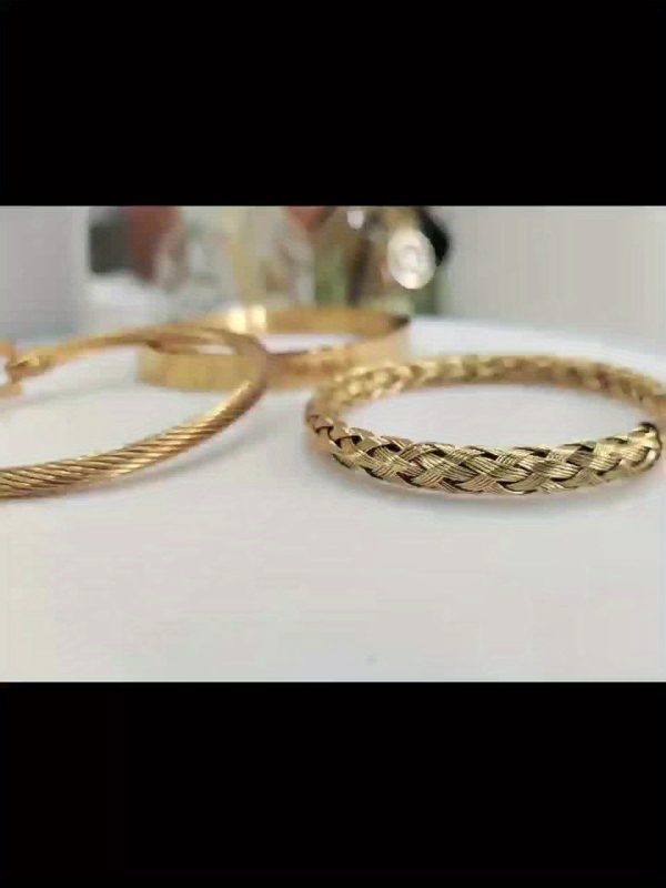 3pcs Exquisite Roman Braided Hook Bangle Set - Fashion Jewelry for Men and Women - Temperament Accessories with Elegant Design and Premium Quality - Image 10