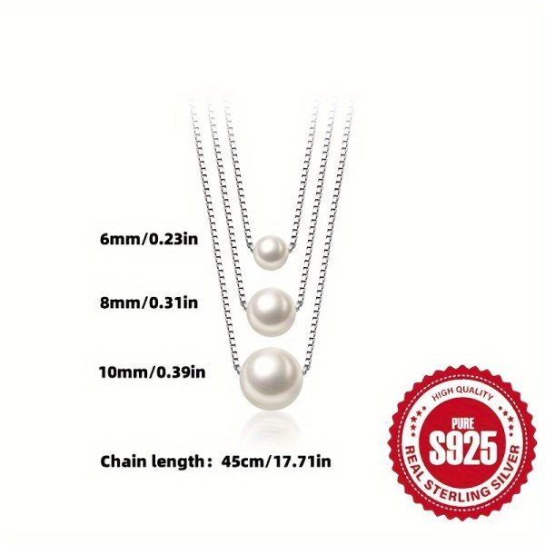 White Shell Pearls Pendant Necklace 925 Sterling Silver Neck Chain Jewelry Decoration - Image 6