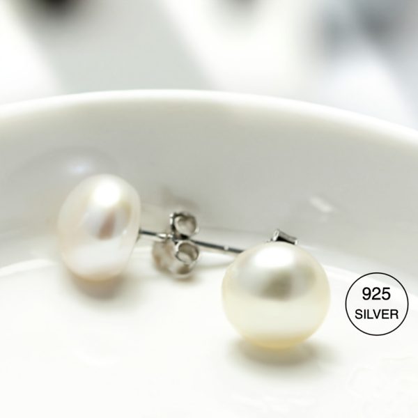 Luxurious Freshwater Pearl Earrings - 925 Sterling Silver, Simple yet Elegant Design, Hypoallergenic, Nickel-Free, Perfect for Daily Wear, Formal Occasions, and as a Timeless Gift for Women - Image 4