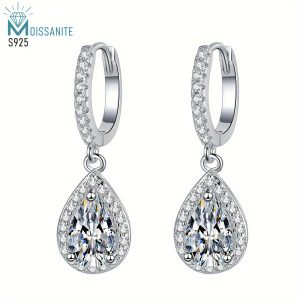 Sterling Silver Water Drop Moissanite Earrings - Luxury Fashion Jewelry for Women, Valentine's Day, Engagement, Birthday Gifts, and Gift-Giving, S925, High-Quality, Durable, and Sparkling