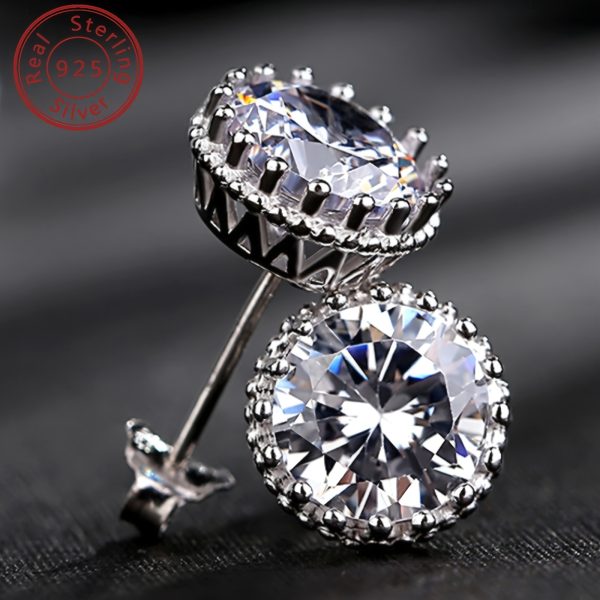 1 Pair Elegant Classic Moissanite Stud Earrings, 6.5mm Round D Color Synthetic Stones, 925 Sterling Silver, 18K Golden Plated, Mother'S Day Gift, All Season Jewelry for Women - Image 3