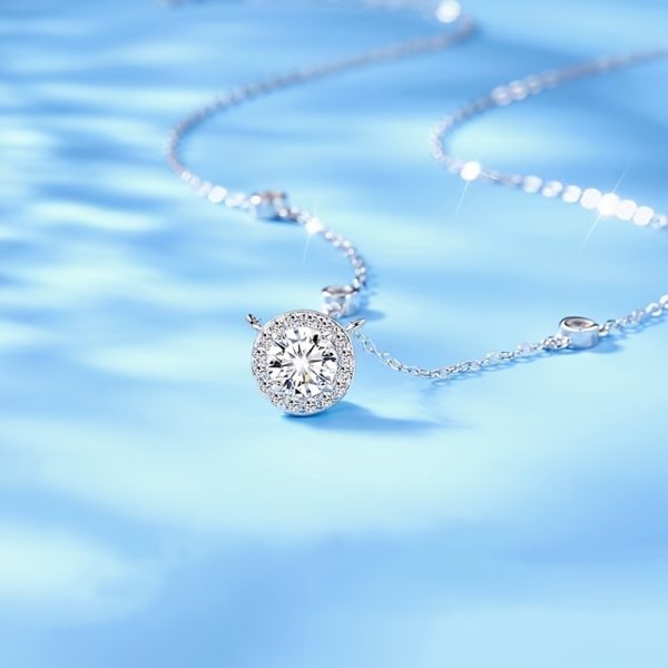 Dazzling 925 Sterling Silver Moissanite Clavicle Chain Necklace - Elegant Women's Jewelry for Everyday Wear - Simple, Sophisticated, and Sparkling Beauty - Image 2
