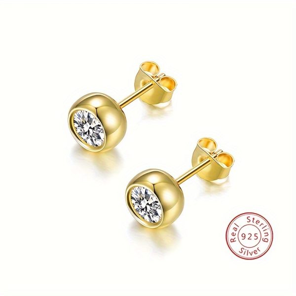 Luxurious Moissanite Inlaid 925 Sterling Silver Round Stud Earrings - Hypoallergenic, Delicate, Elegant, and Durable - Perfect for Sensitive Skin, Everyday Wear, and Special Occasions - Image 8