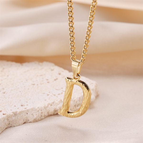 1pc Novel Trendy Stainless Steel Electroplated Golden English 26 Letters Fashion Pendant Necklace For Men And Women - Image 25