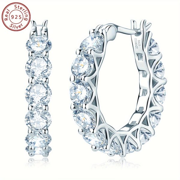 1 Pair Luxury Moissanite Huggie Hoop Earrings - S925 Sterling Silver, Sparkling, Daily Wear, Festival Gift, Women's Jewelry - Hypoallergenic, Nickel-Free, Durable, Shining, Elegant Accessories