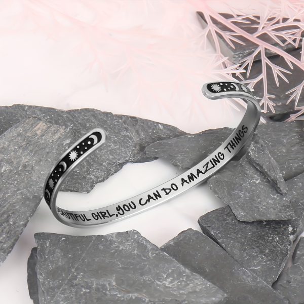 Stainless Steel Inspirational Cuff Bracelet For Women Her Easter Day Gifts Birthday Graduation Christmas Gifts - Image 3