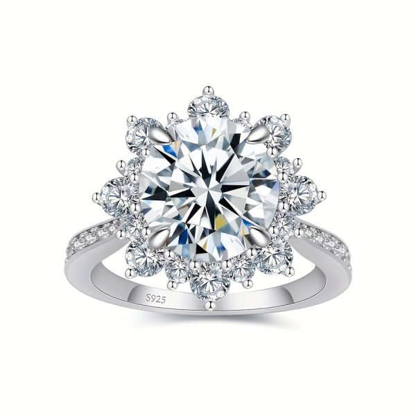 1.5u002F2u002F3CT 925 Sterling SilverMoissanite Engagement Rings for Women, Women's 925 Sterling Silver Big Flower Shaped Engagement Moissanite Ring, Brilliant D Color VVS1 Wedding Bands Moissanite Halo Rings 1.5u002F2u002F3CT. - Image 6