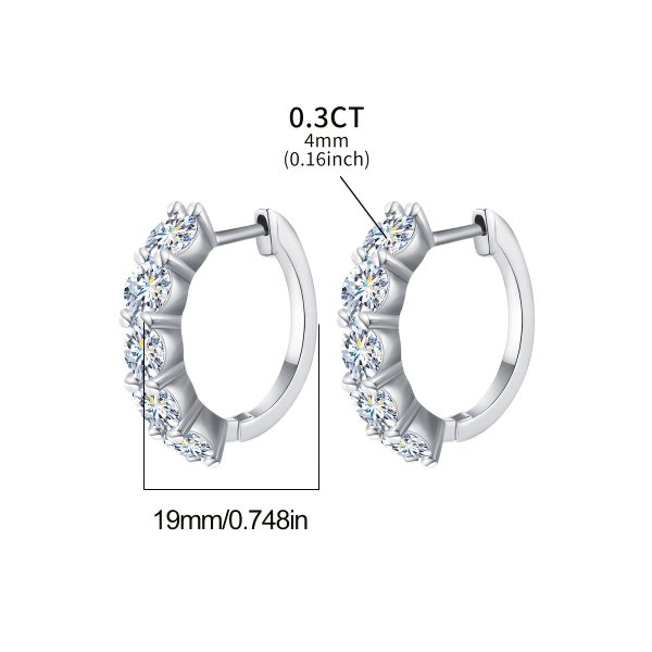 Elegant Luxury 925 Sterling Silver Hoop Earrings with 0.3ct Moissanite Stone, 3.1g - Women's Wedding Party Jewelry, Anniversary Valentine's Day Gift, Real Sterling Silver Ear Needle, All-Season Suitable
