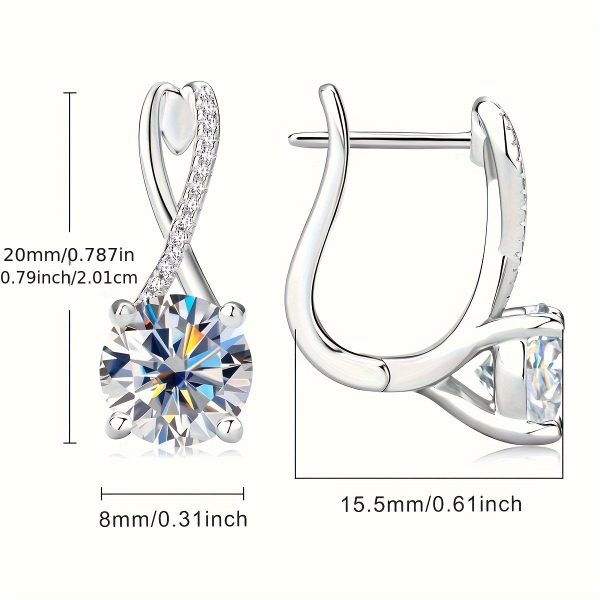 2 Carat Moissanite Sterling Silver Earrings, 18K Gold Plated, 6g 925 Silver, Elegant & Sexy Design, Ideal for Engagement, Wedding, Confession, Gift for Loved Ones, Christmas Party Essential - Image 7