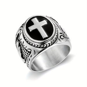 1pc Exquisite 316L Stainless Steel Prayer Hand Cross Ring for Men - Durable, Hypoallergenic, Comfortable, and Stylish Party Jewelry for Everyday Wear