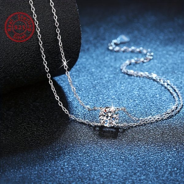 BLOVEMEE 1 Carat Moissanite 925 Sterling Silver Women's Fashion Bracelet, Elegant Korean Style, Versatile for Daily Wear, Banquets, Holidays, Birthdays, Valentine's, Christmas, Thanksgiving, Wedding Jewelry Gift - Image 4