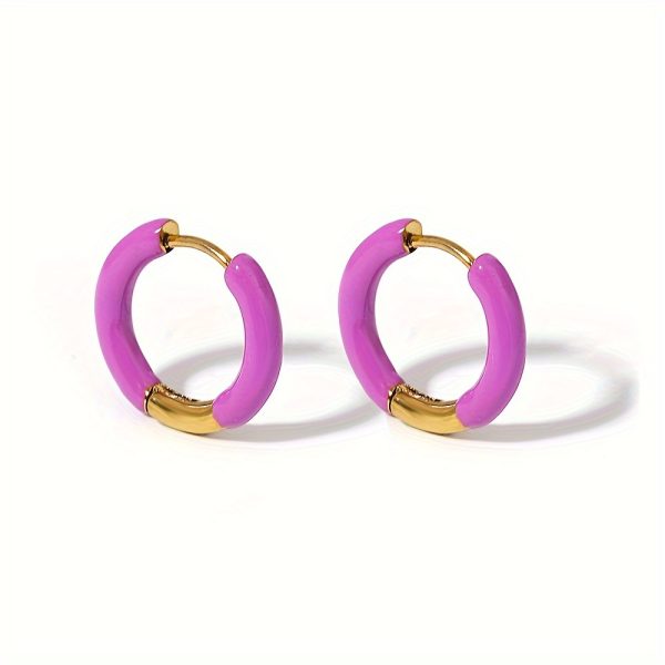 1Pair 18mm Stainless Steel Hoop Earring Stackable - Trendy Dopamine Color Jewelry For Unisex Women Men - Image 22