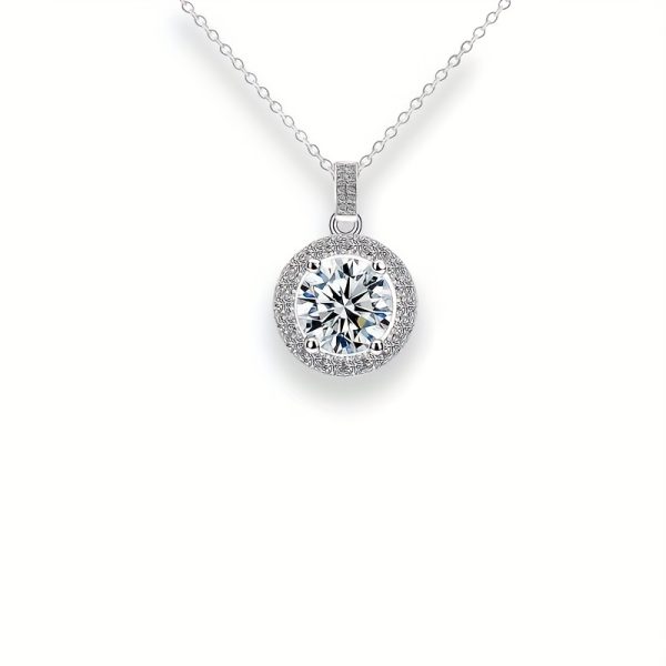 925 Silver High Quality 5 Carat Moissanite Diamond Necklace With Certificate VVS1-D Color, 3EX Perfect Cut Luxurious And Simple Design Daily Dress Up Gift Fashion Party Bachelorette Party Wedding Must Have Black Friday, Halloween, Christmas Gift - Image 5