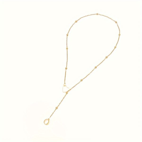 18K Gold Plated Y-Necklace with Heart and Initial Pendant - Stainless Steel Elegant Sexy Alphabet Letter Charm Long Lariat Necklace for Women, Perfect for Daily and Party Occasions, No Stone Setting - Pack of 1 - Image 18
